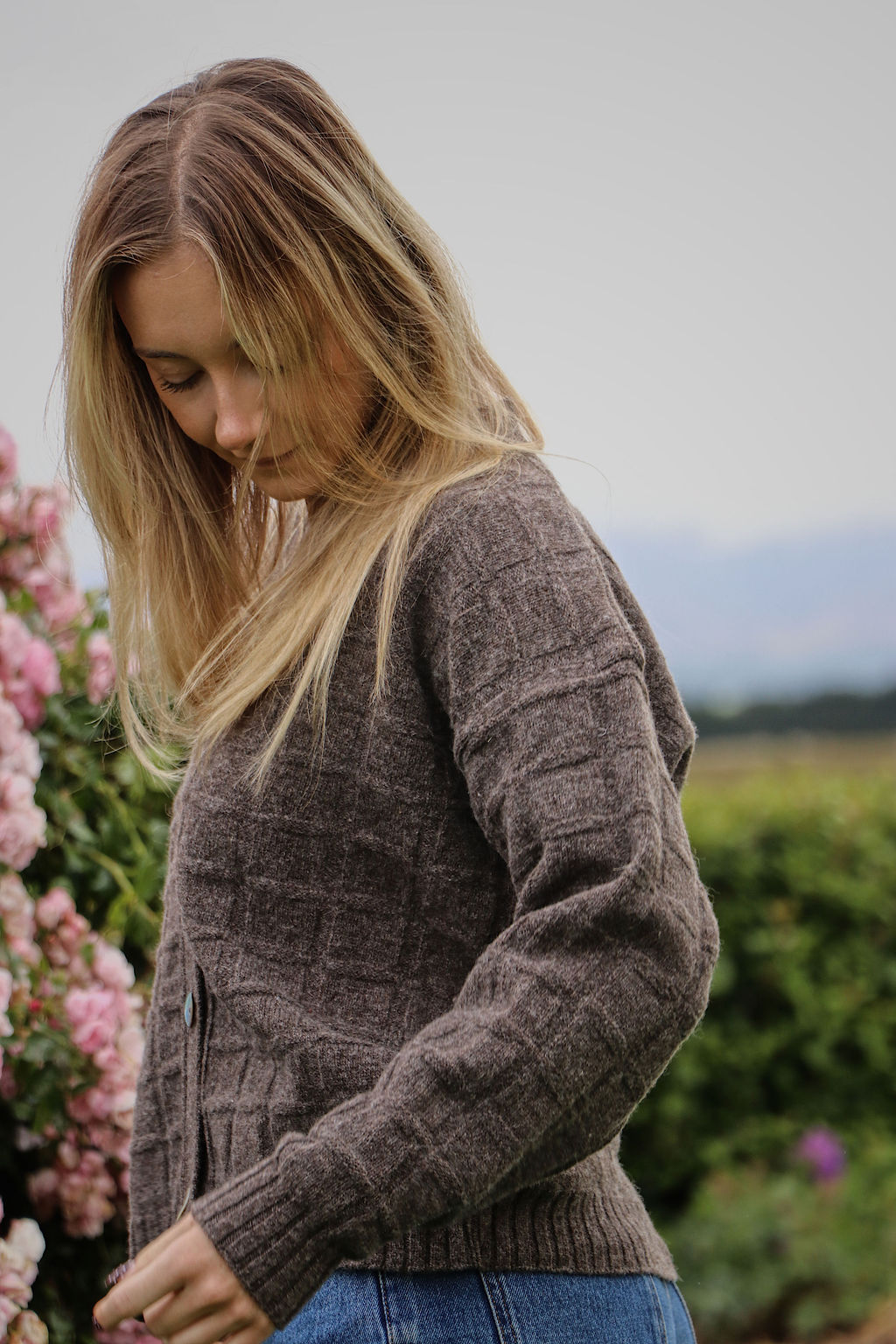 check cardigan