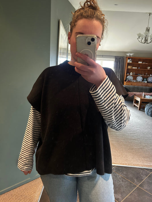 100% Merino Wool Cape – Black & Navy