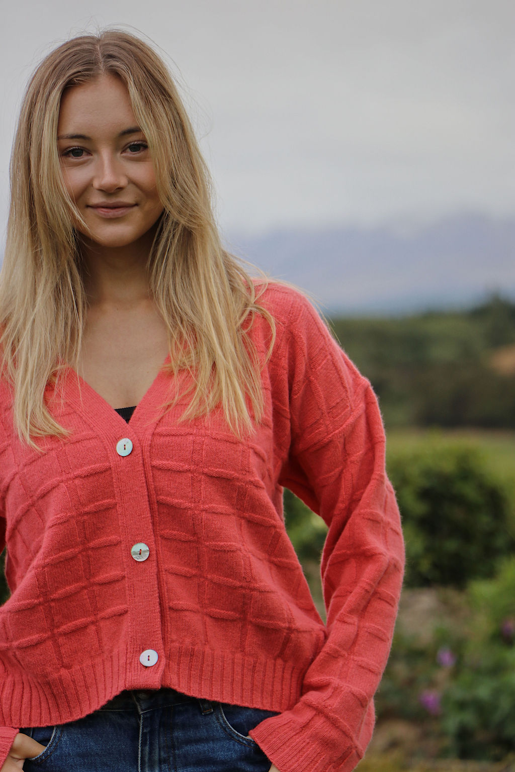 check cardigan