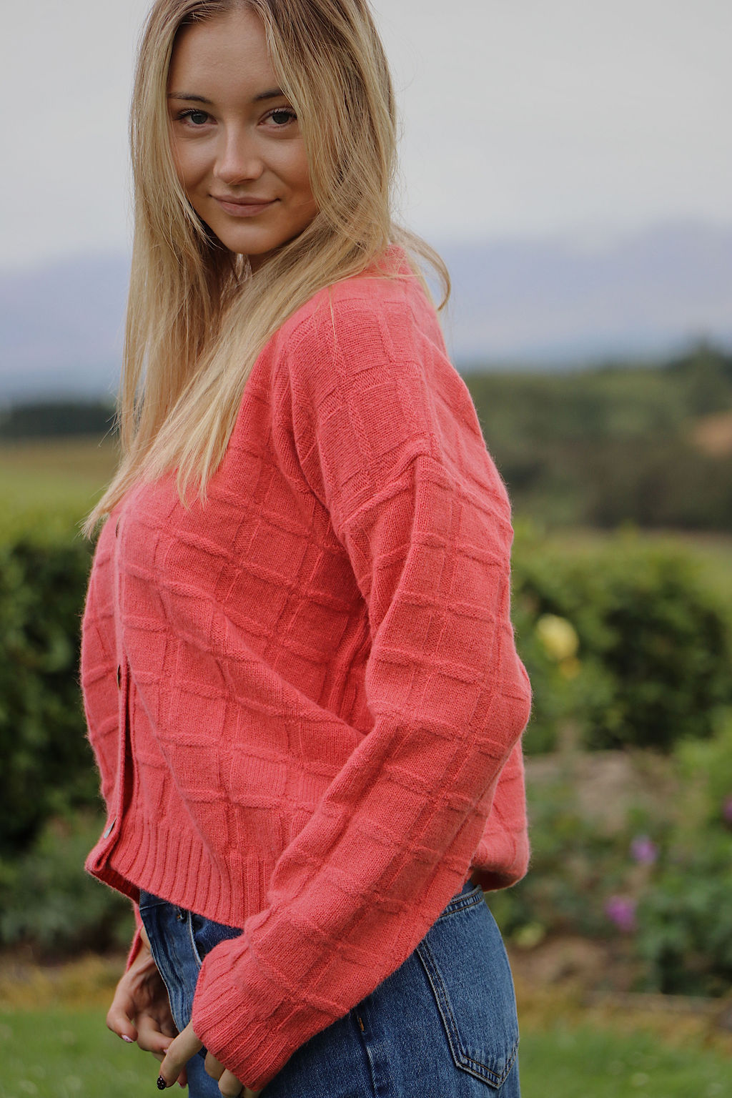 check cardigan