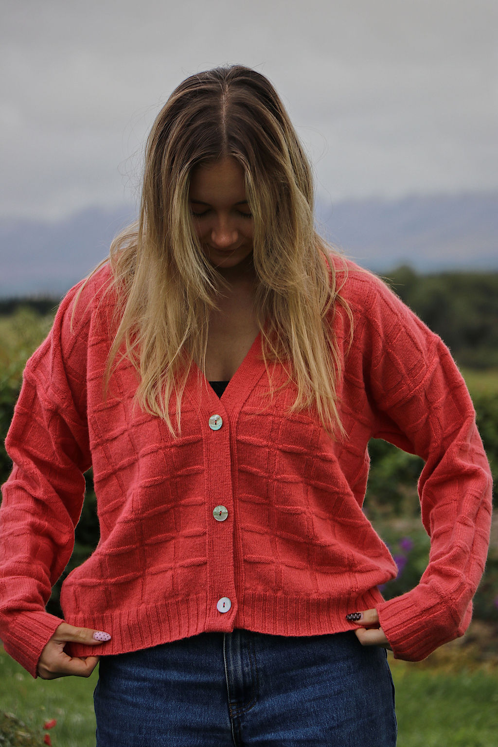 check cardigan