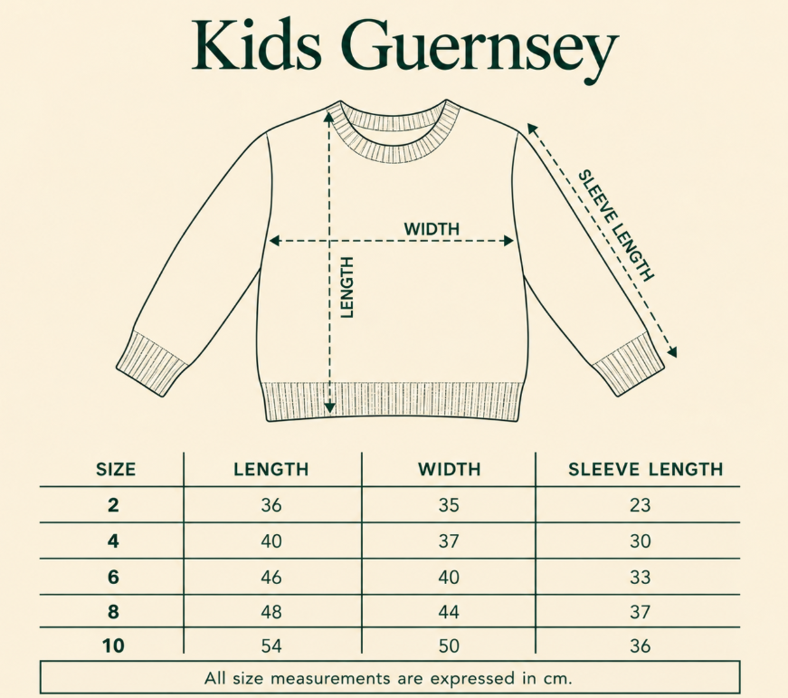 Kids Guernsey size 6, 8, 10
